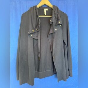 Cable & Gauge Womens Cardigan Sweatshirt Open Front Snap Stretch Gray Size Sm